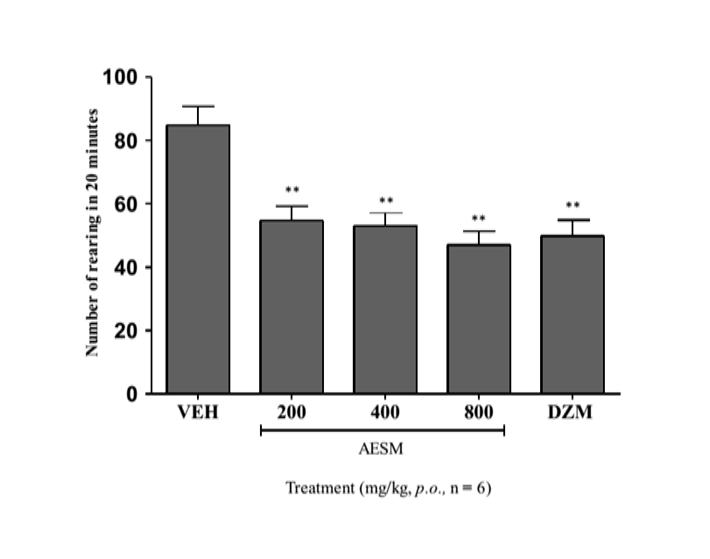 Effect of AESM on novelty-induced rearing 
